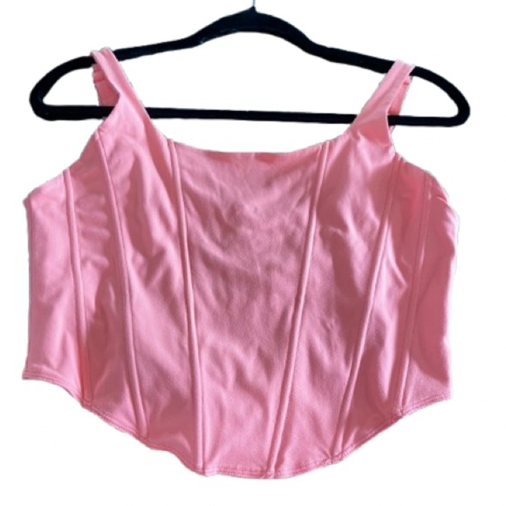 Women's Pink Corset Tank Crop Top - Size XL